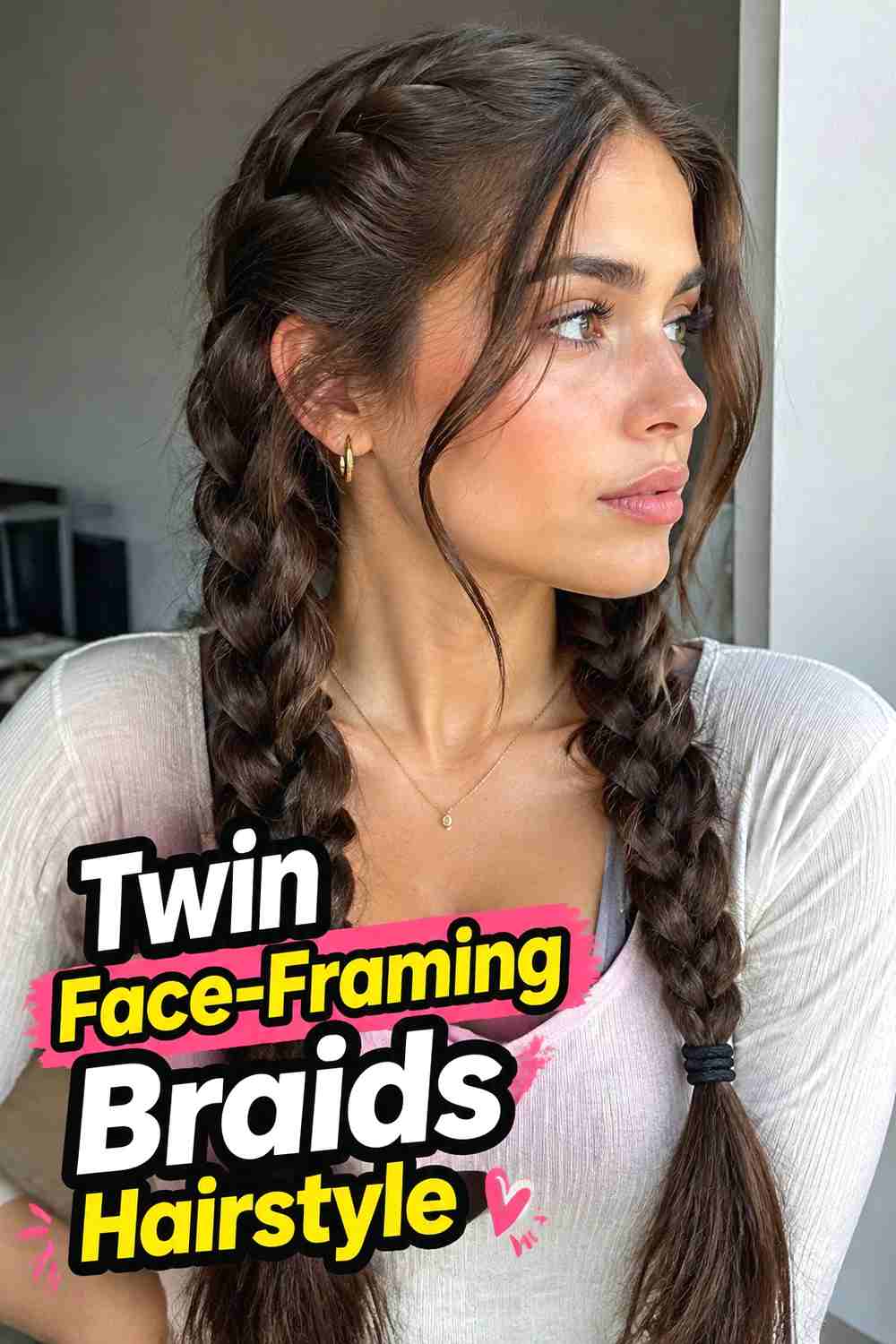 9. Twin Face Framing Braids Hairstyle