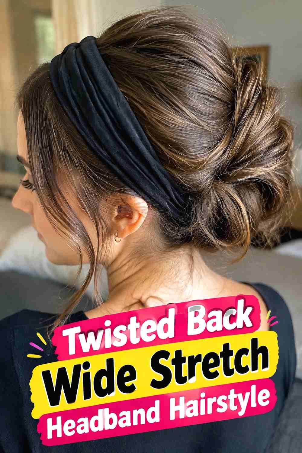 13. Twisted Back Wide Stretch Headband Hairstyle