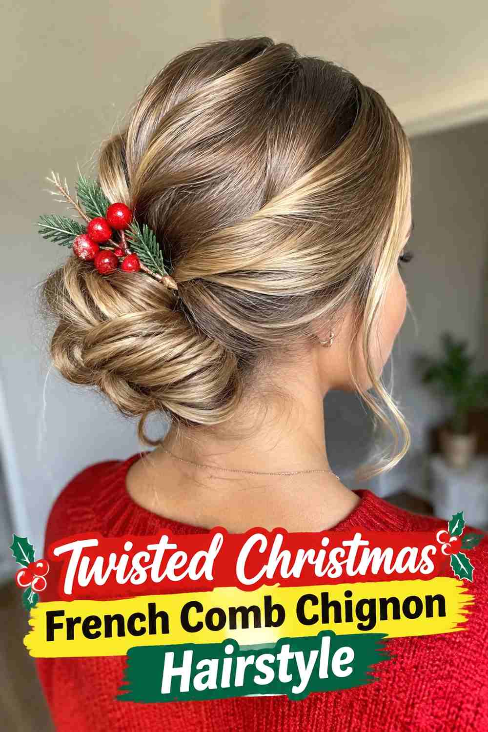 9. Twisted Christmas French Comb Chignon Hairstyle
