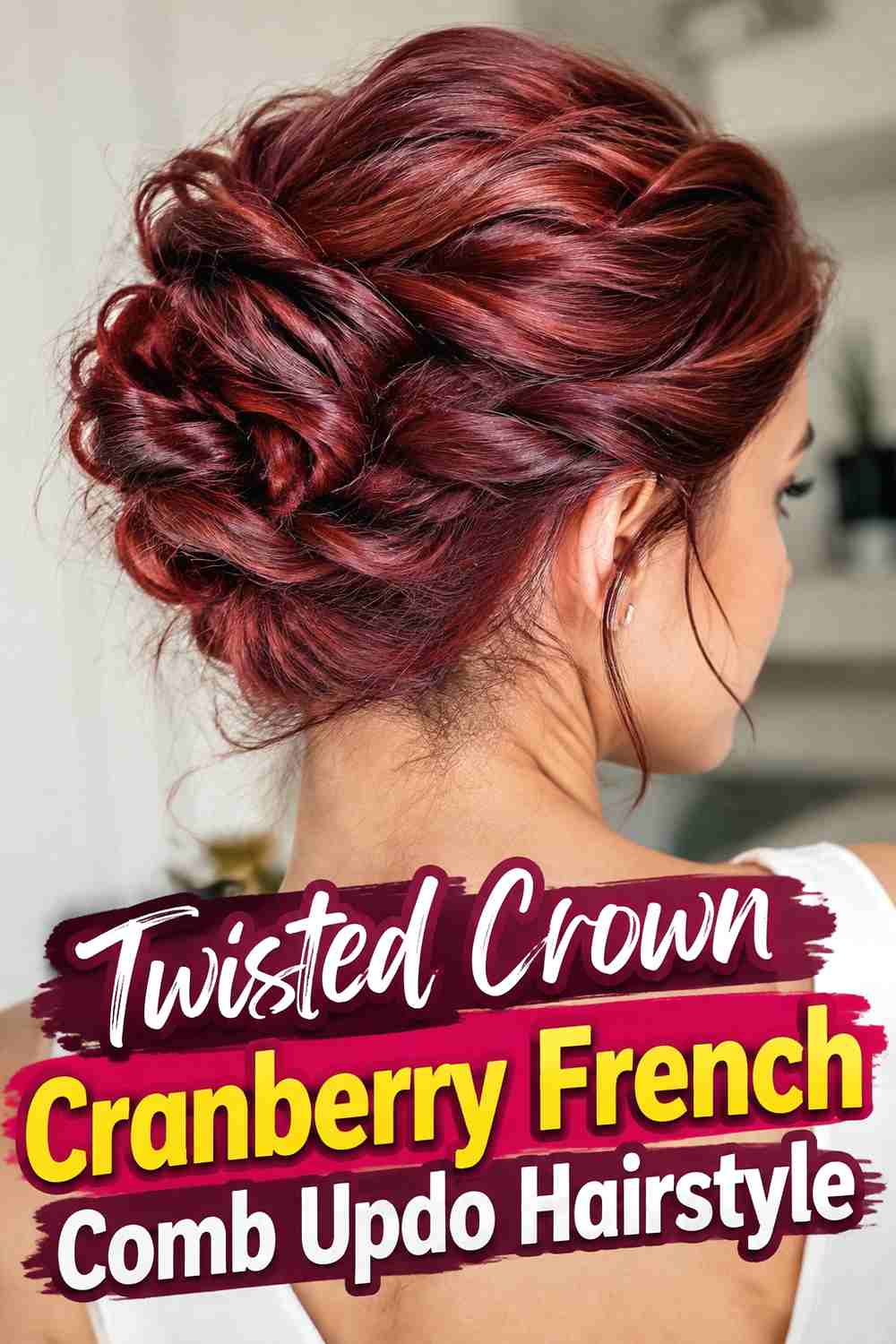 9. Twisted Crown Cranberry French Comb Updo Hairstyle