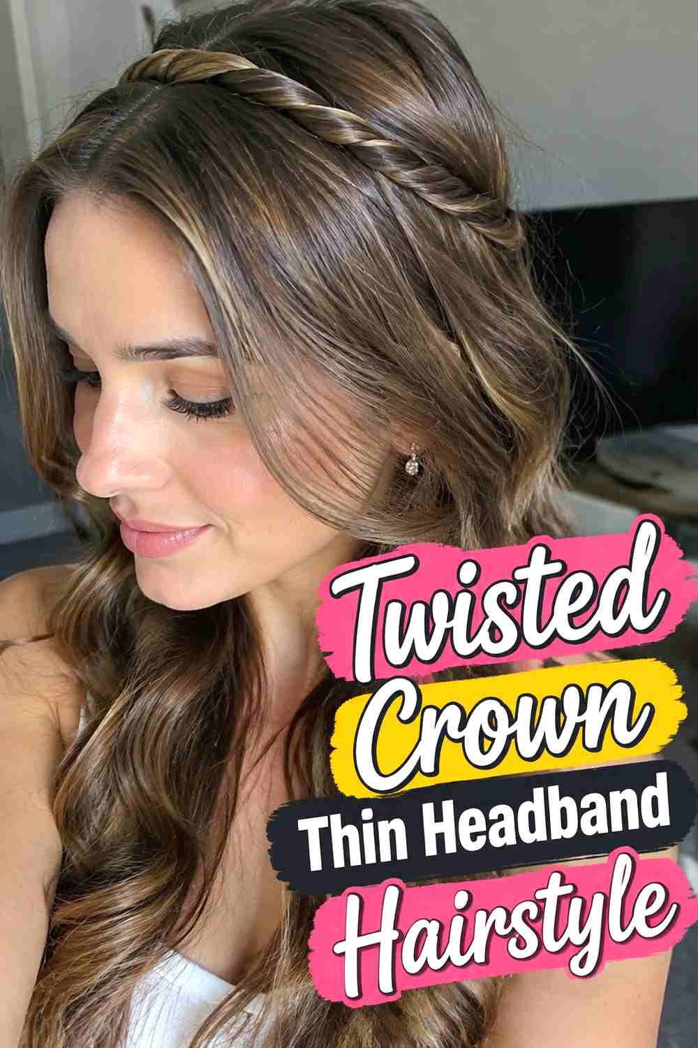 12. Twisted Crown Thin Headband Hairstyle