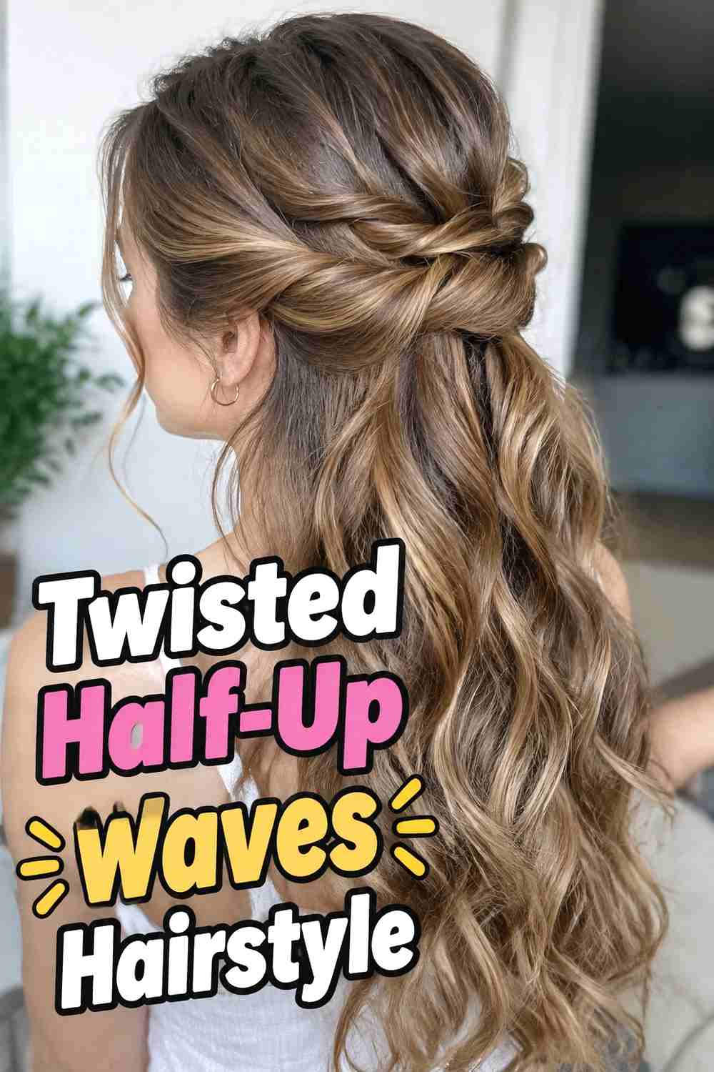 13. Twisted Half Up Waves Hairstyle
