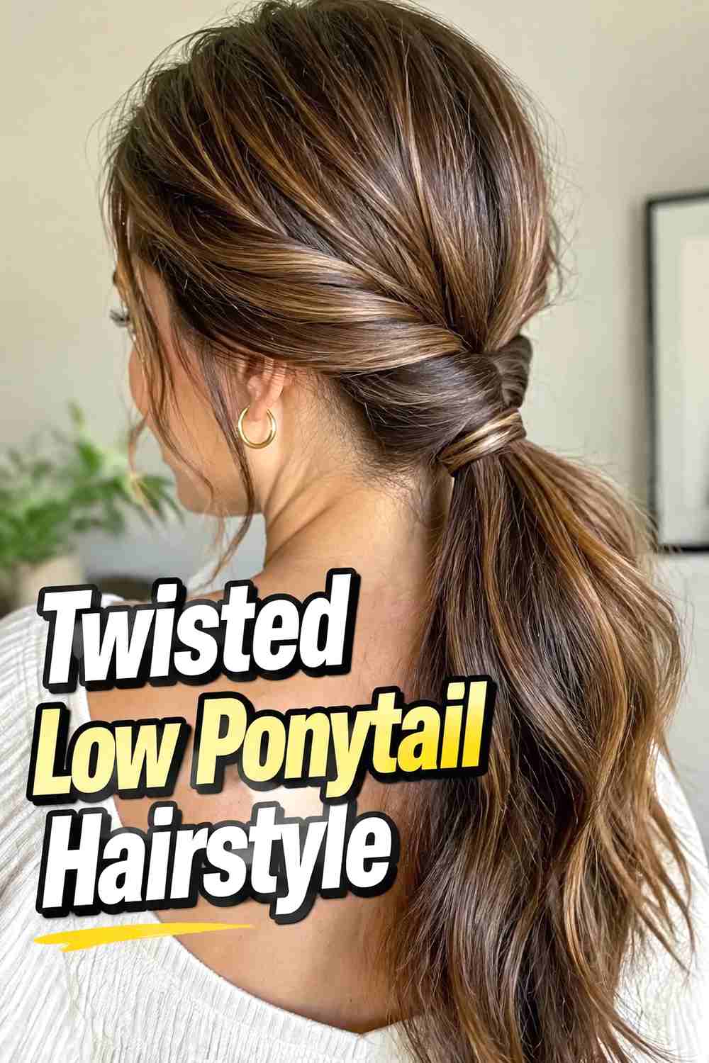 9. Twisted Low Ponytail Hairstyle