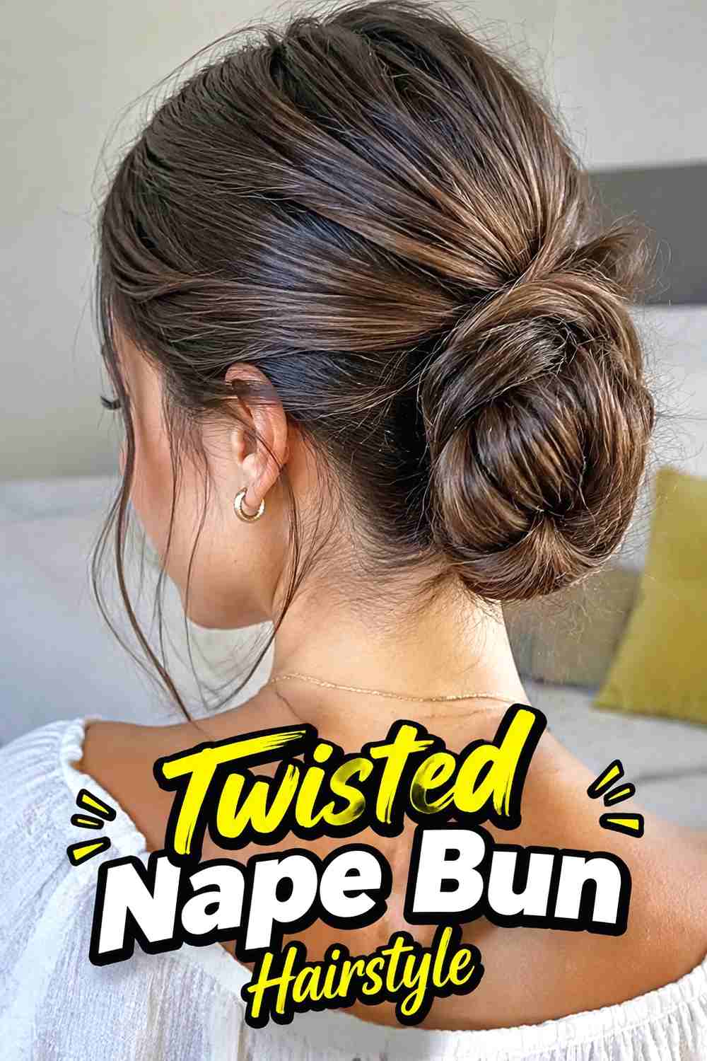 8. Twisted Nape Bun Hairstyle