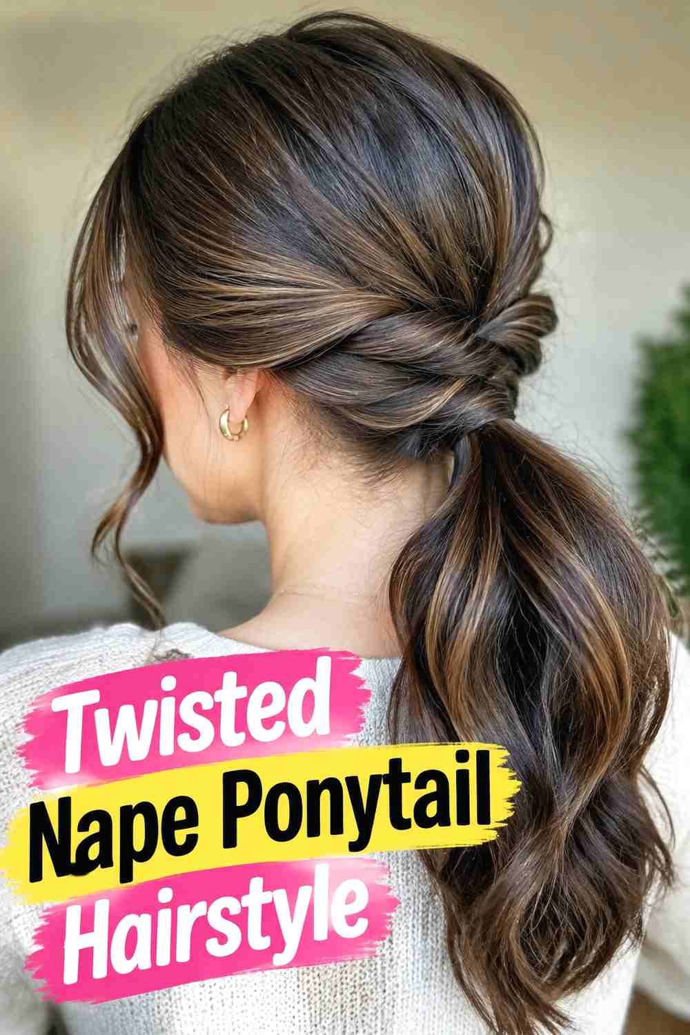 10. Twisted Nape Ponytail Hairstyle