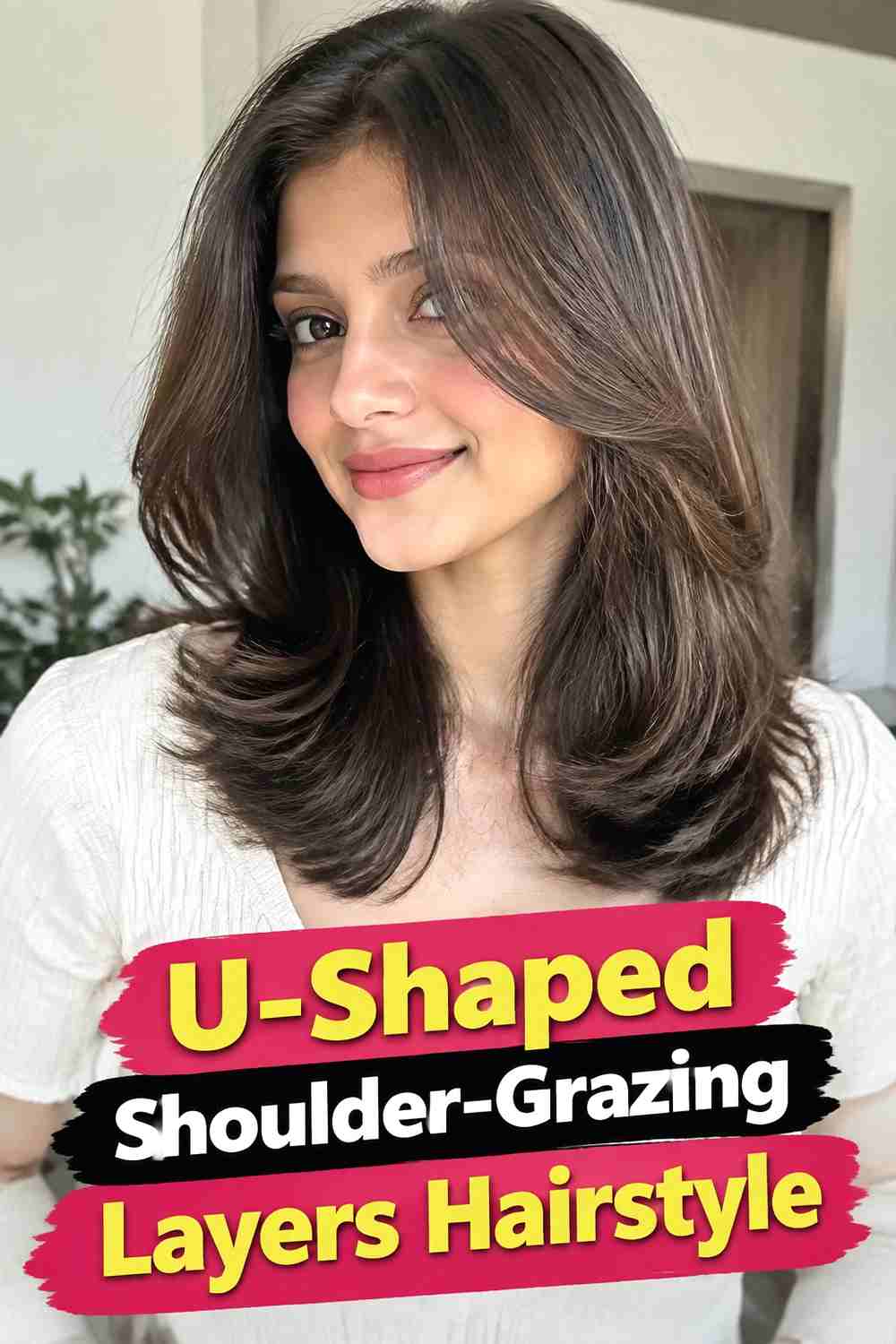 18. U Shaped Shoulder Grazing Layers Hairstyle