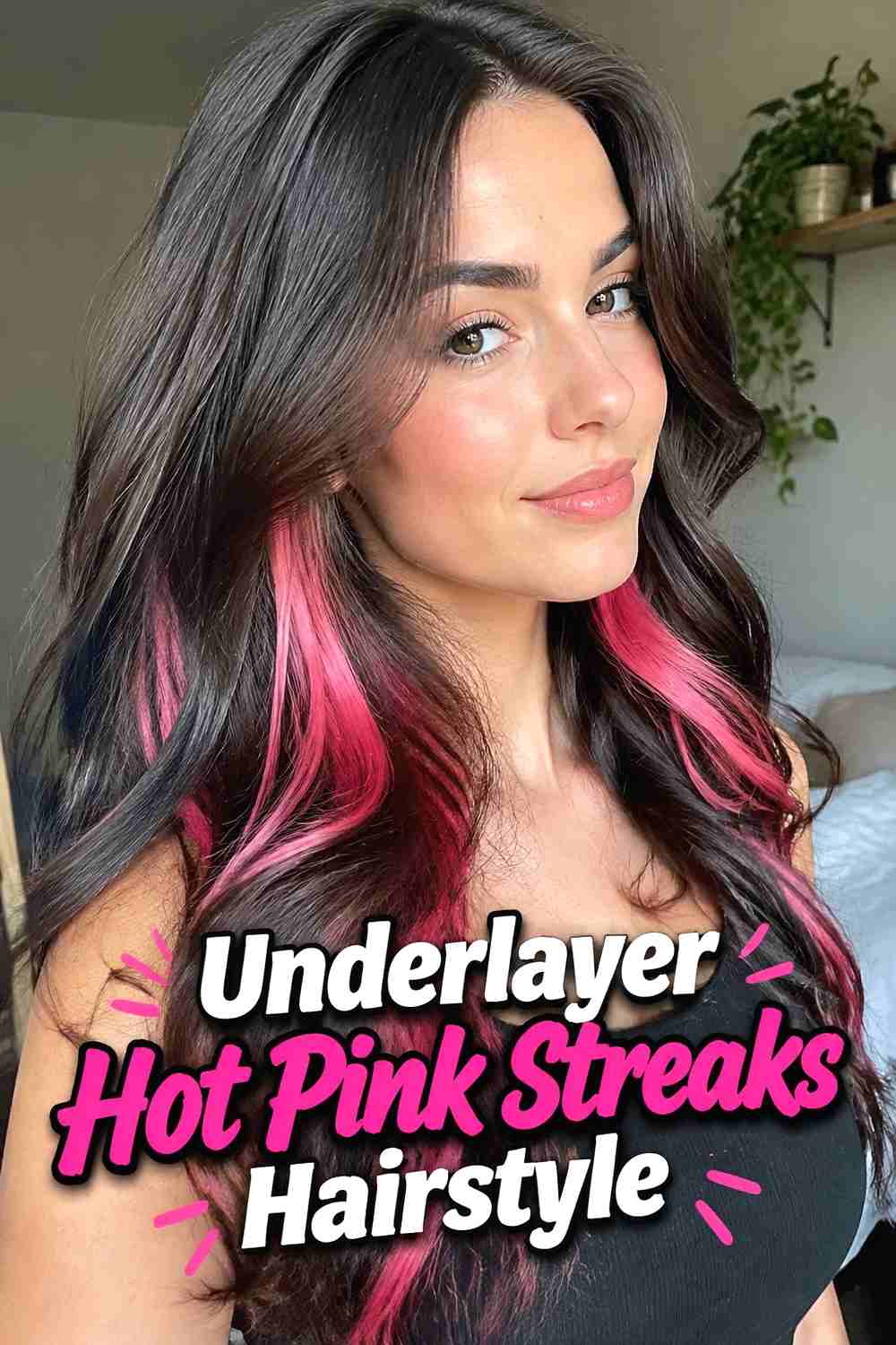 5. Underlayer Hot Pink Streaks Hairstyle