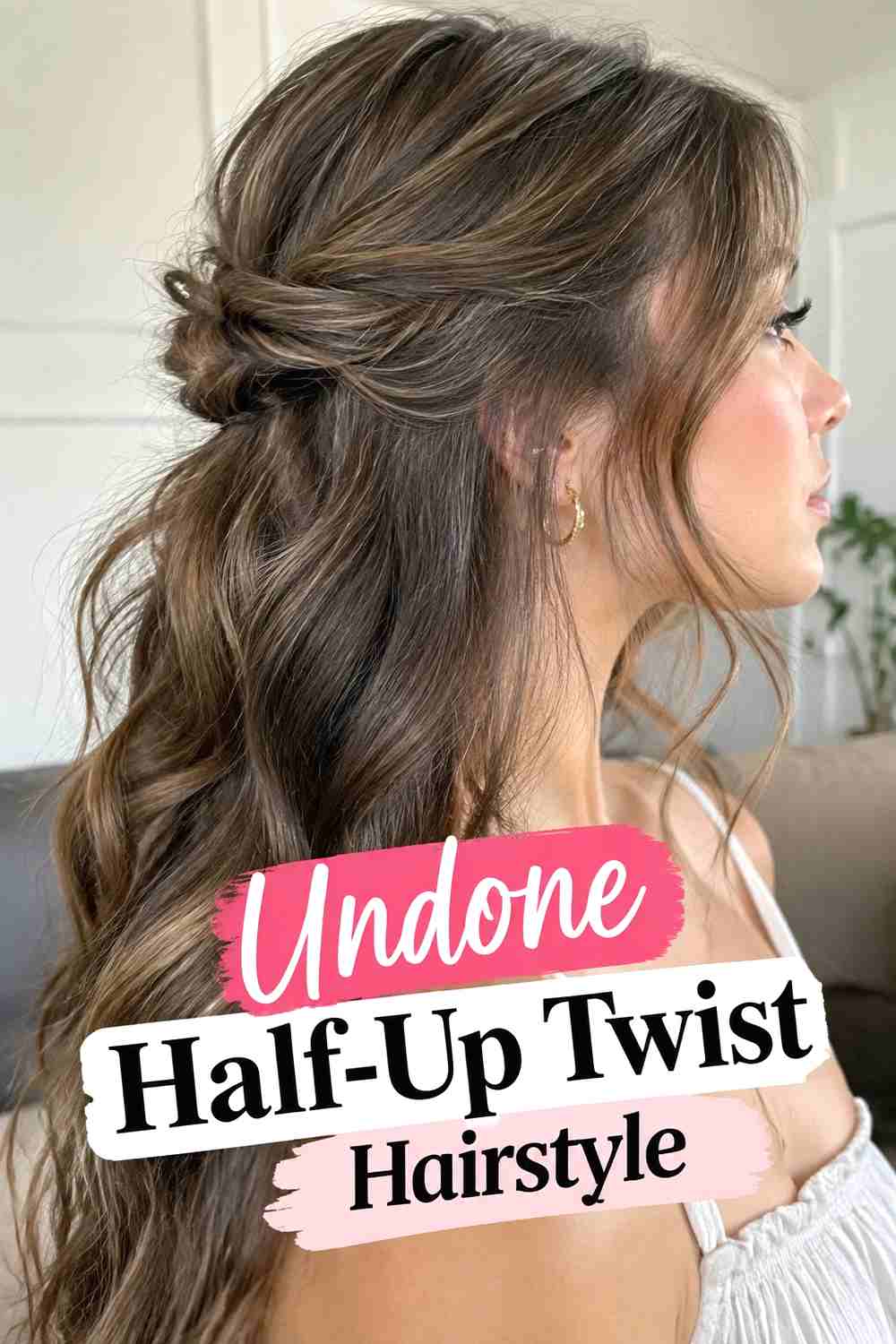 8. Undone Half Up Twist Hairstyle