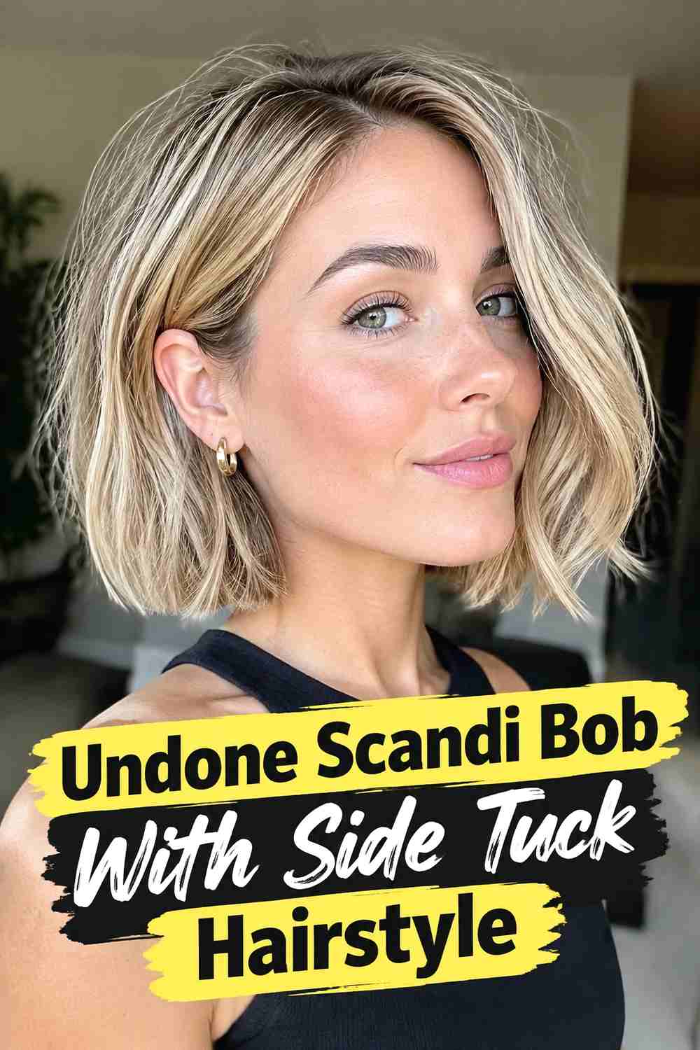 14. Undone Scandi Bob With Side Tuck Hairstyle