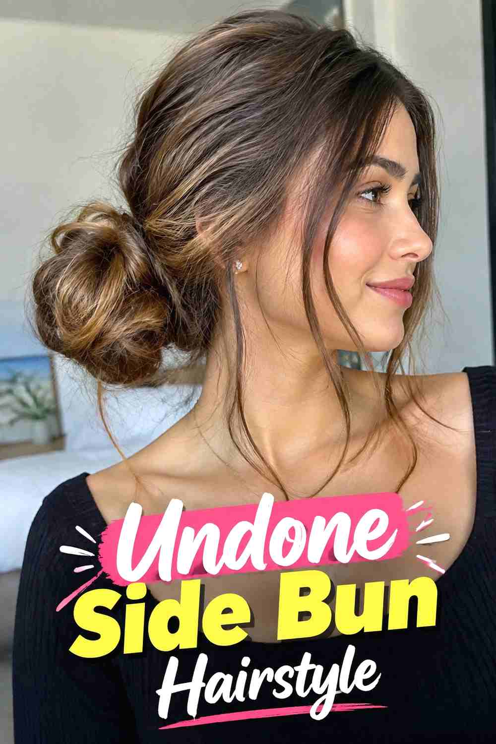 9. Undone Side Bun Hairstyle