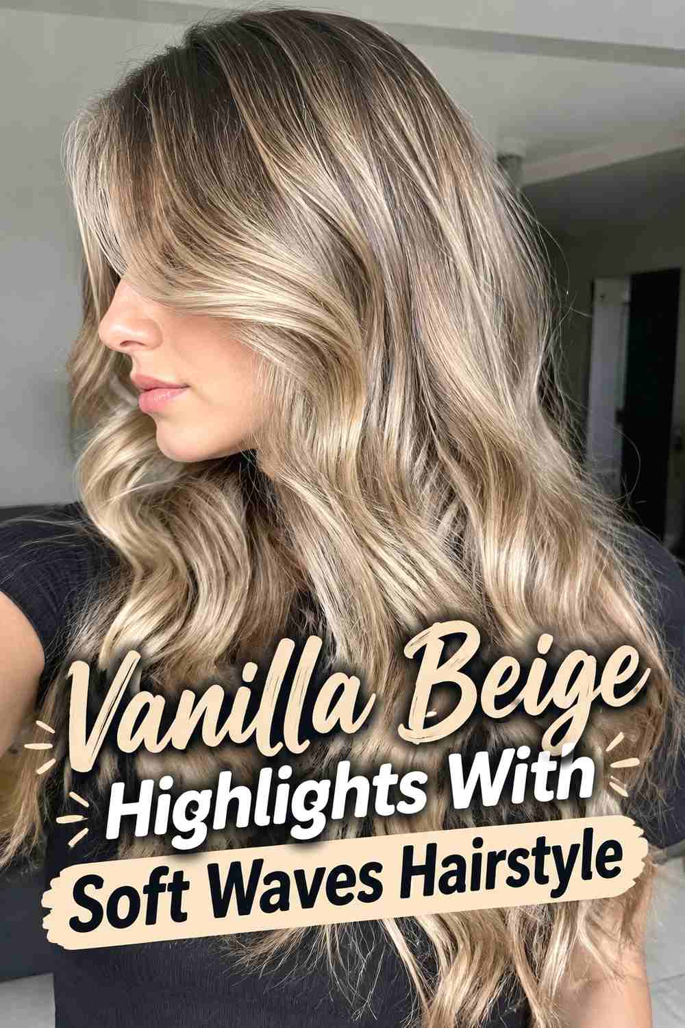 8. Vanilla Beige Highlights With Soft Waves Hairstyle