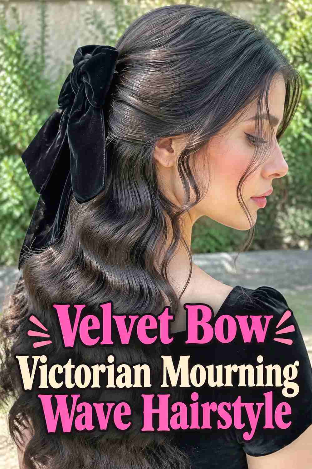 15. Velvet Bow Victorian Mourning Wave Hairstyle