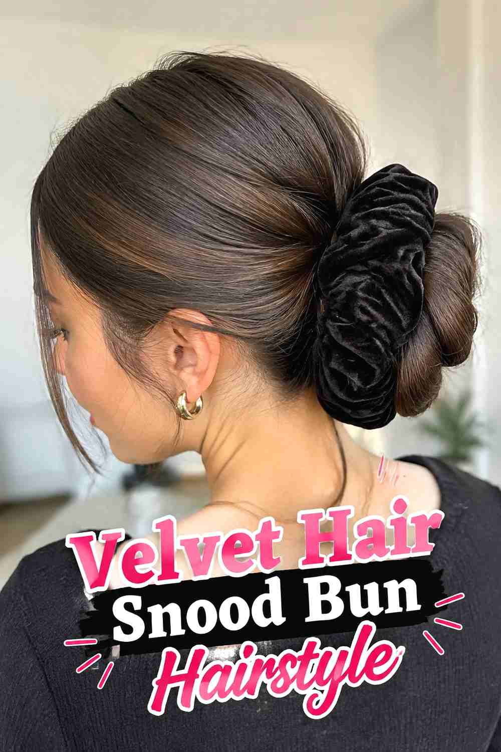 2. Velvet Hair Snood Bun Hairstyle