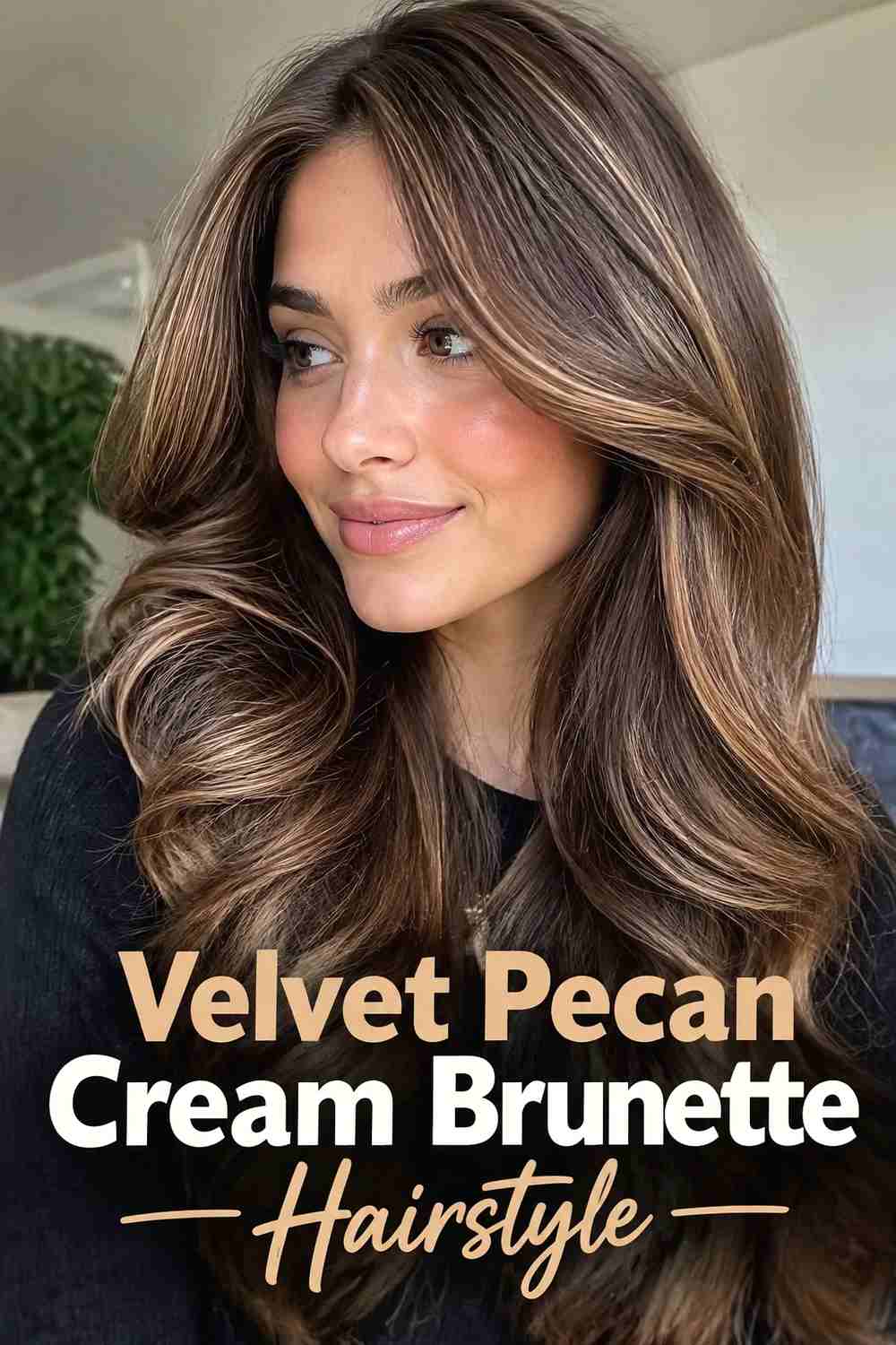 19. Velvet Pecan Cream Brunette Hairstyle