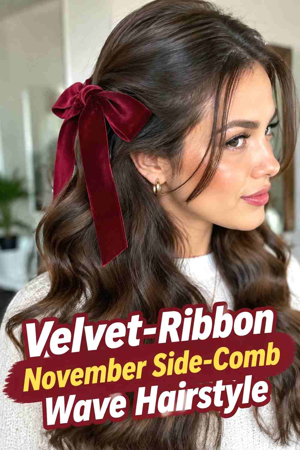 15. Velvet Ribbon November Side Comb Wave Hairstyle