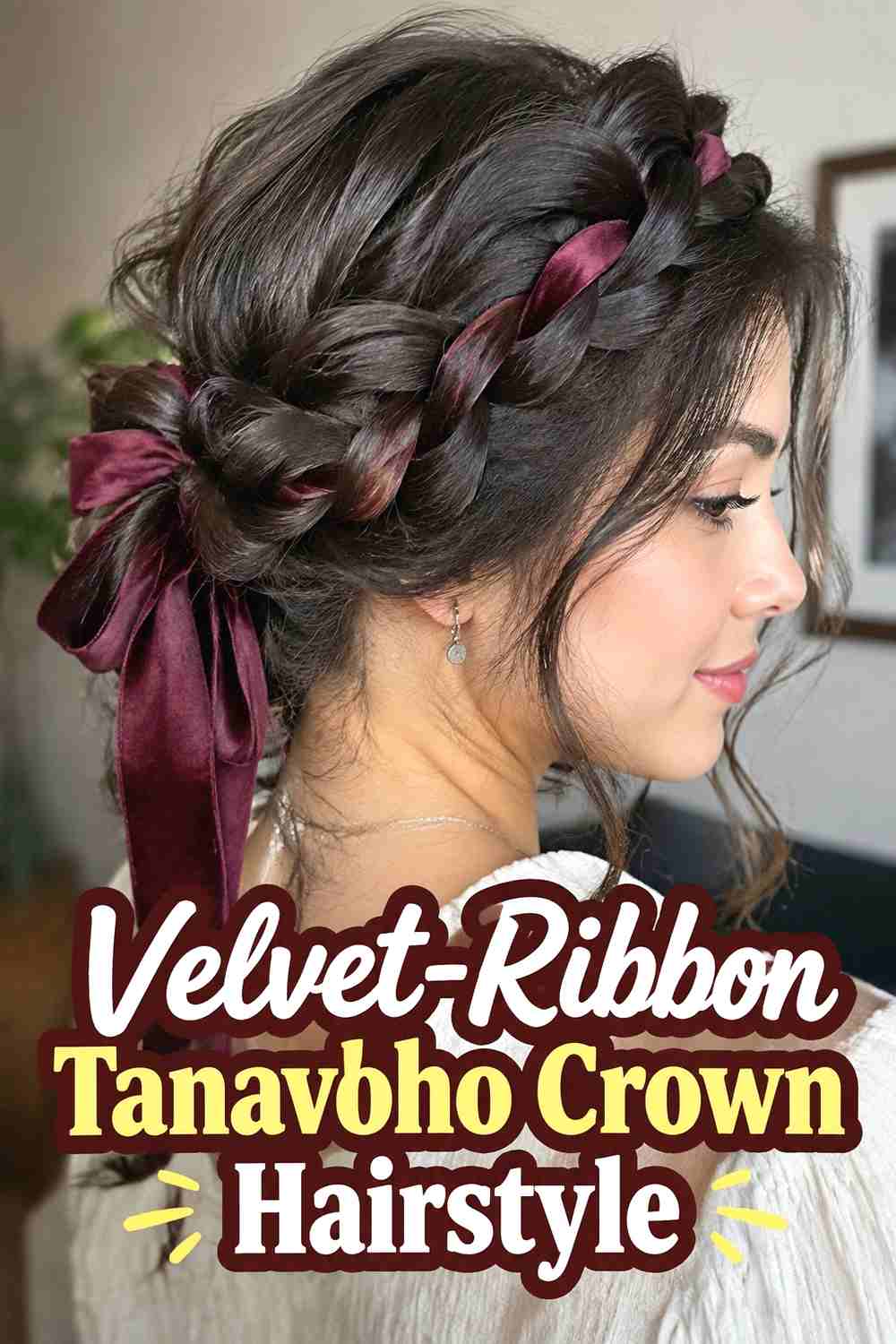 11. Velvet Ribbon Tanavoho Crown Hairstyle