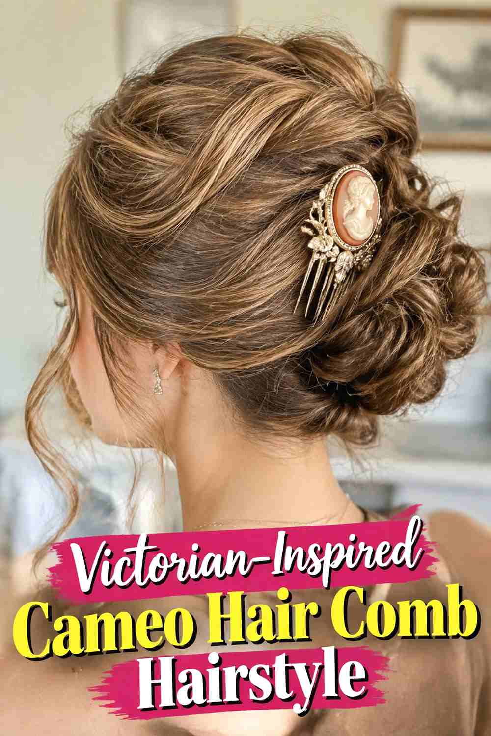 5. Victorian Inspired Cameo Hair Comb Hairstyle