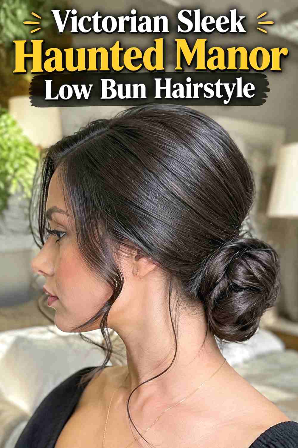 1. Victorian Sleek Haunted Manor Low Bun Hairstyle