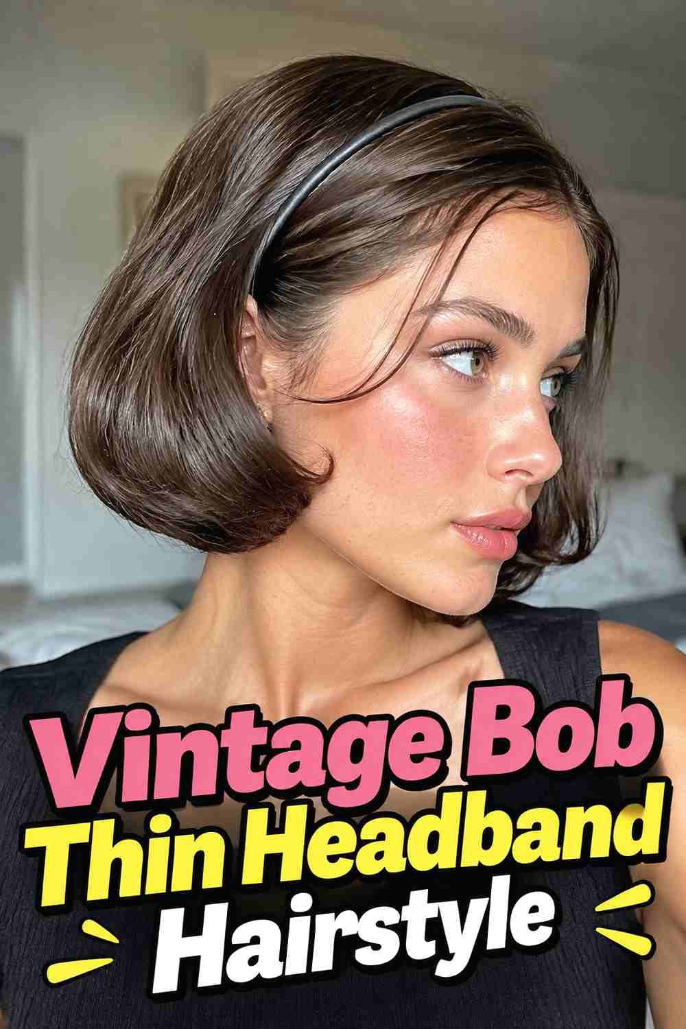 5. Vintage Bob Thin Headband Hairstyle