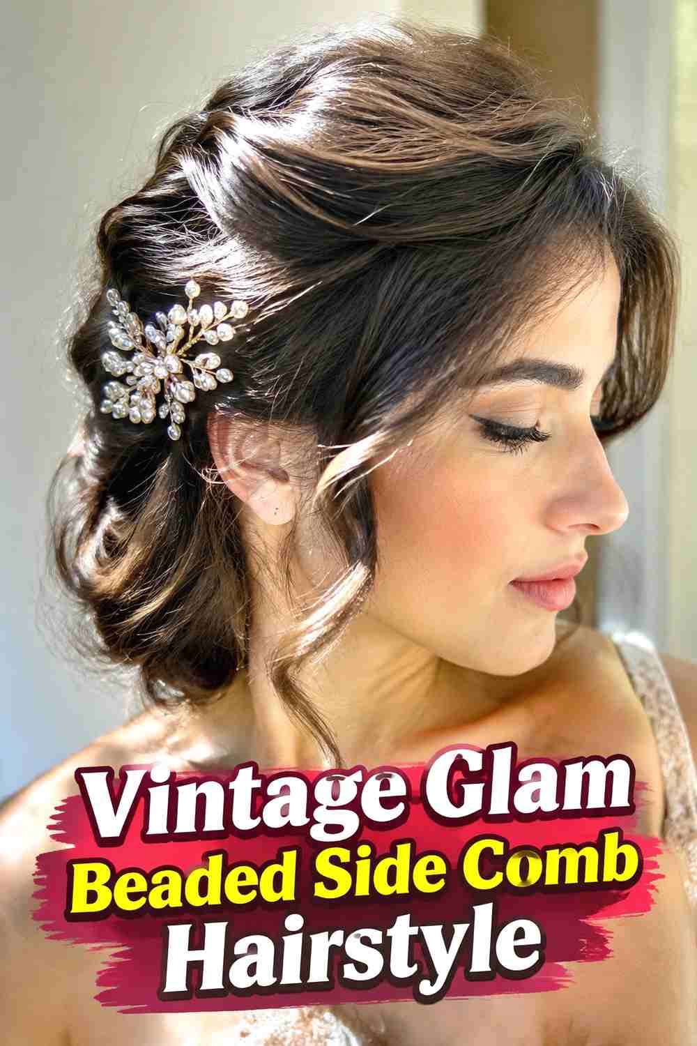 18. Vintage Glam Beaded Side Comb Hairstyle