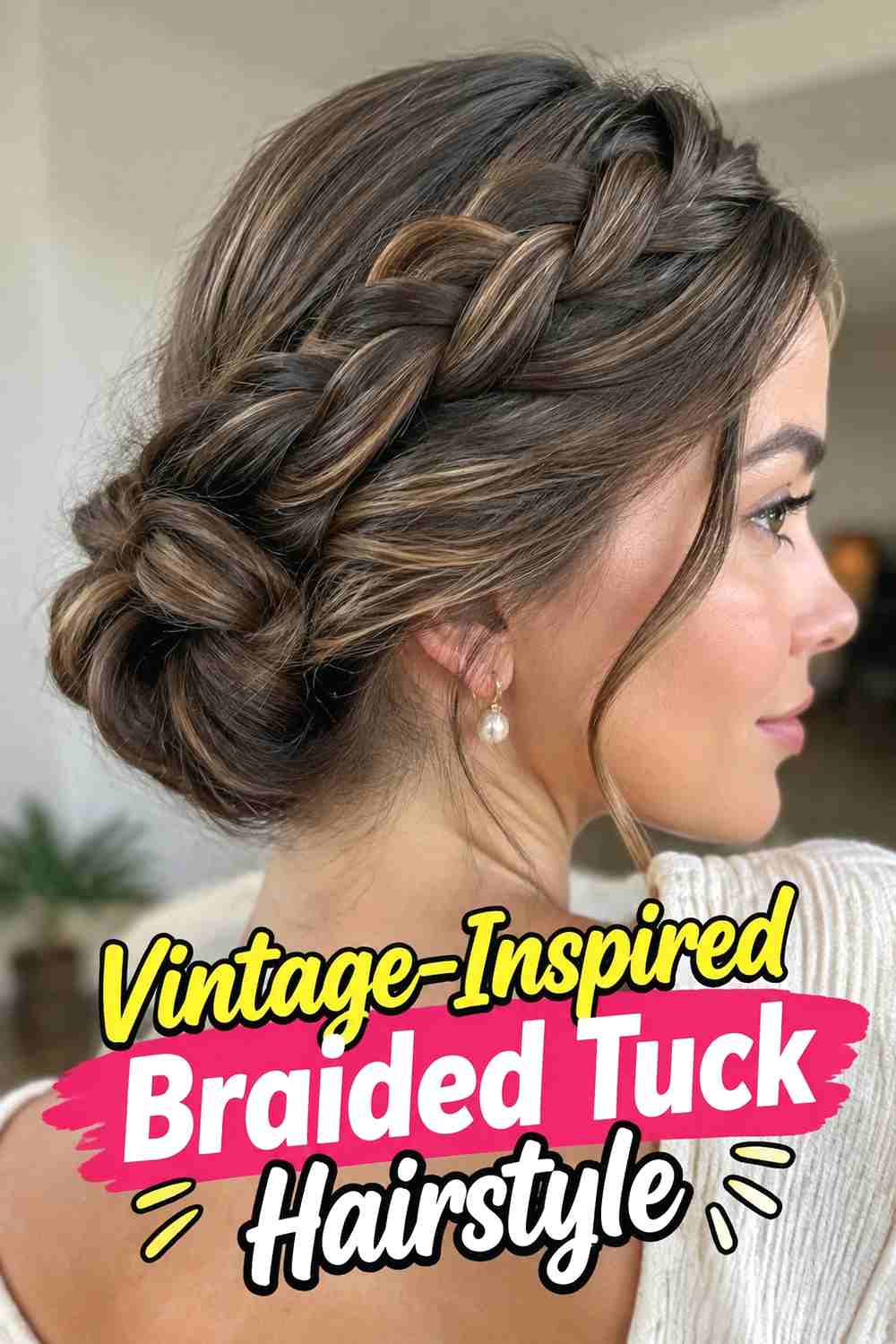 14. Vintage Inspired Braided Tuck Hairstyle