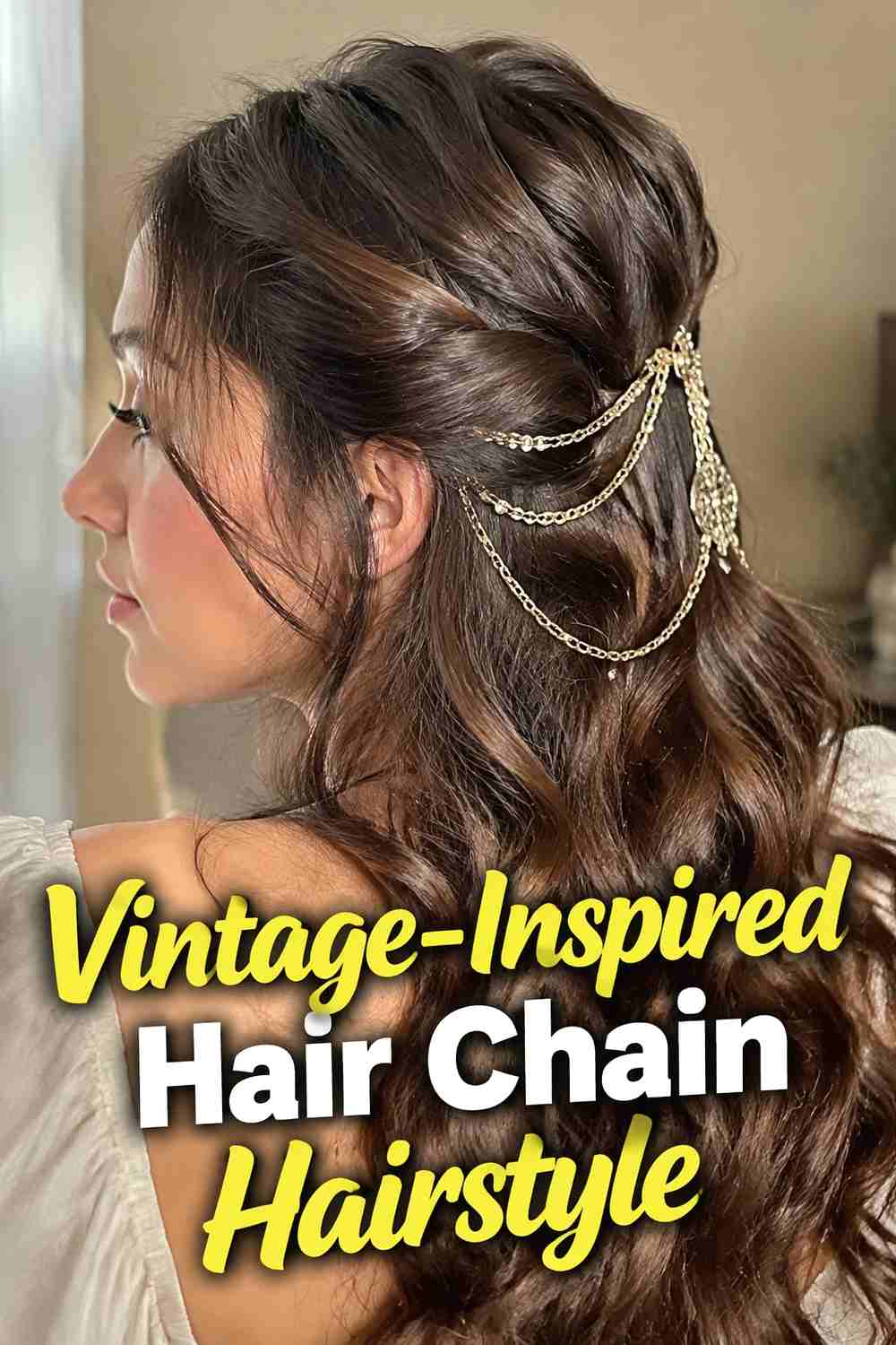 19. Vintage Inspired Hair Chain Hairstyle
