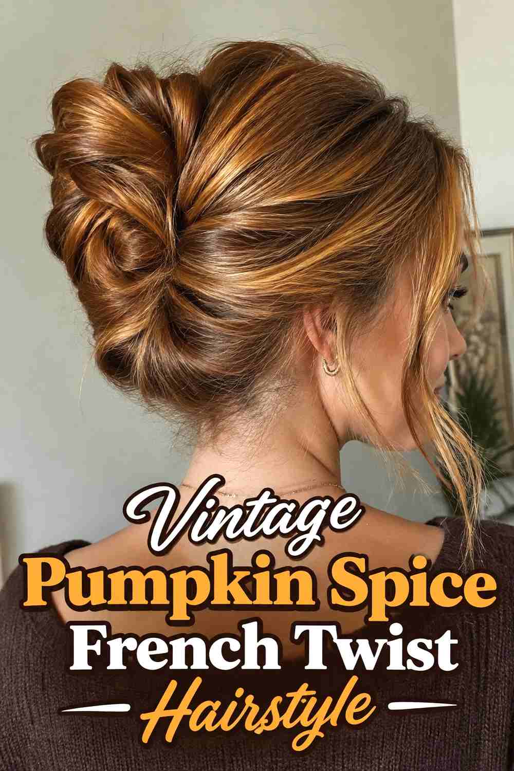 14. Vintage Pumpkin Spice French Twist Hairstyle