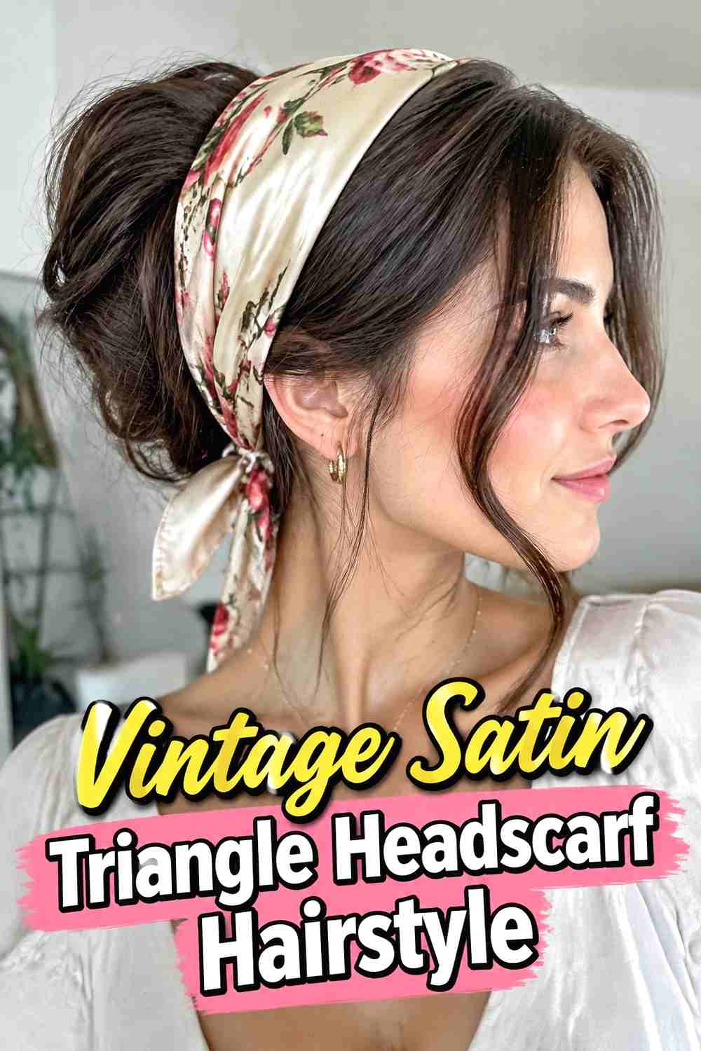 15. Vintage Satin Triangle Headscarf Hairstyle