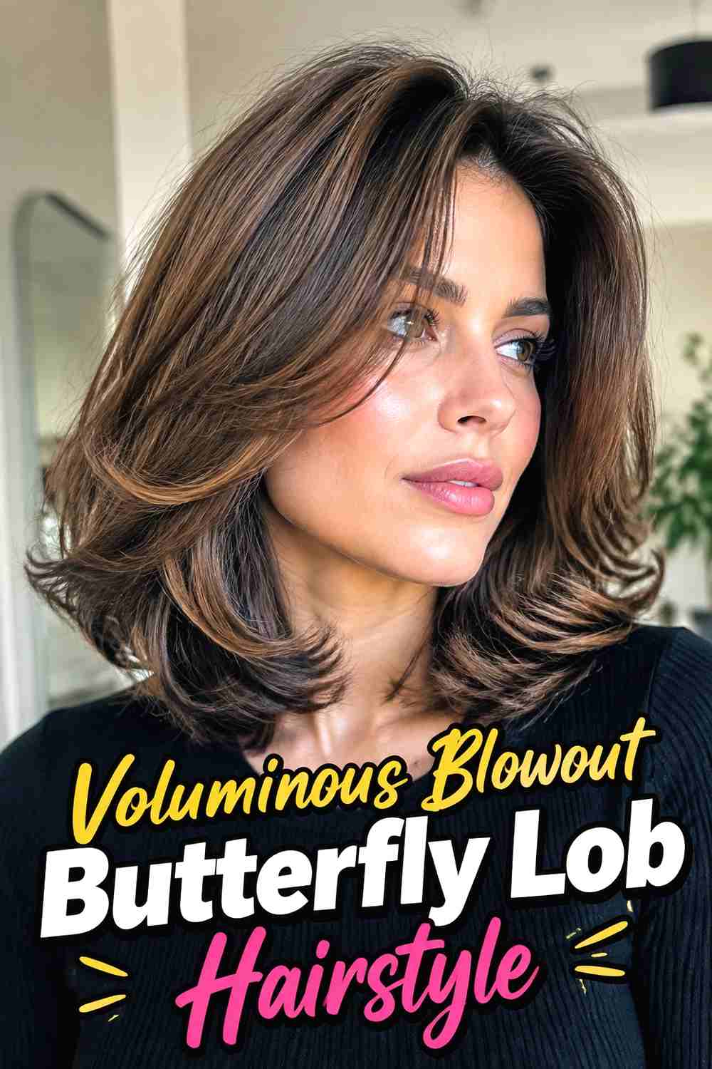 6. Voluminous Blowout Butterfly Lob Hairstyle