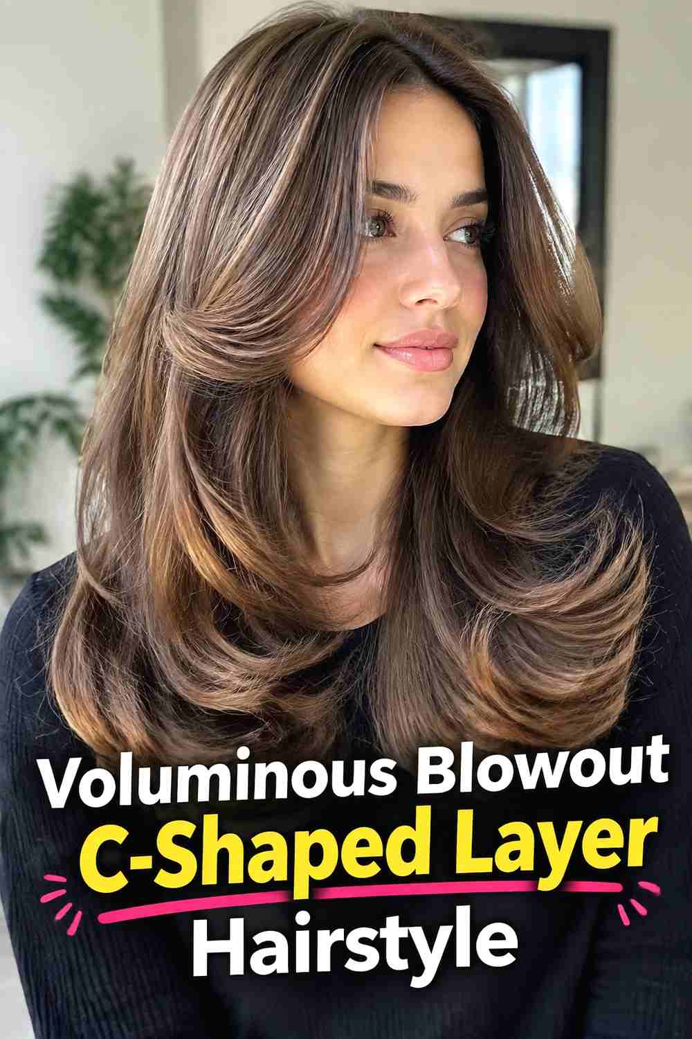 10. Voluminous Blowout C Shaped Layer Hairstyle