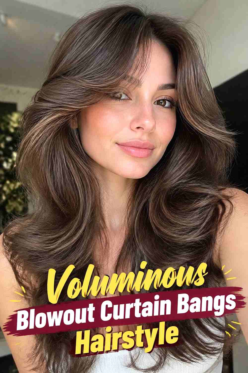 2. Voluminous Blowout Curtain Bangs Hairstyle