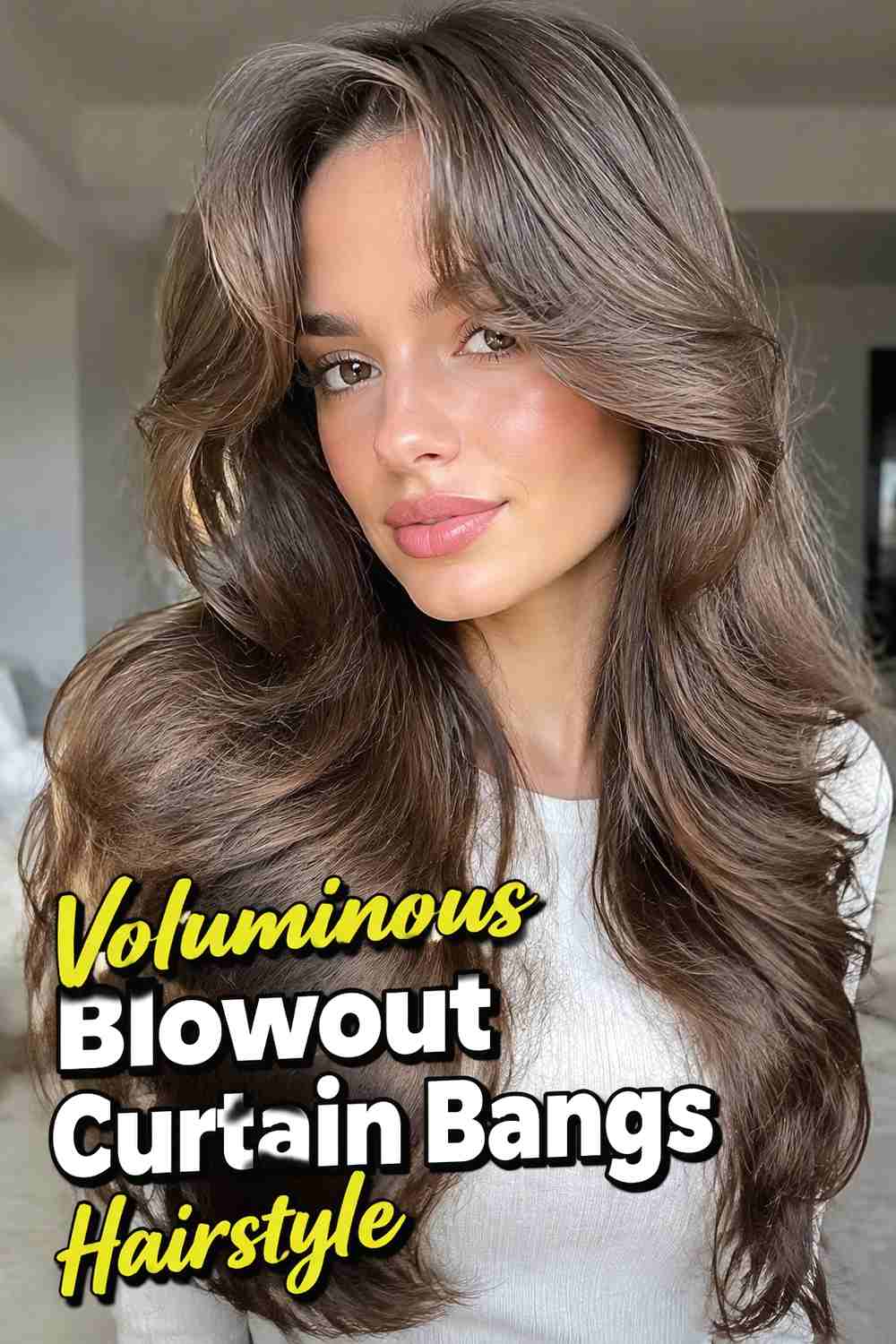5. Voluminous Blowout Curtain Bangs Hairstyle