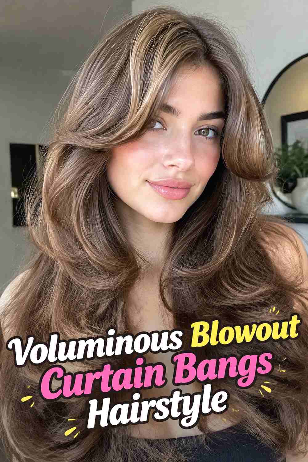 3. Voluminous Blowout Curtain Bangs Hairstyle
