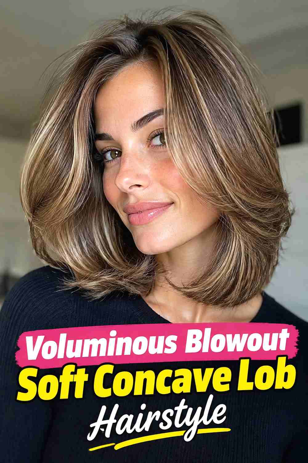 9. Voluminous Blowout Soft Concave Lob Hairstyle