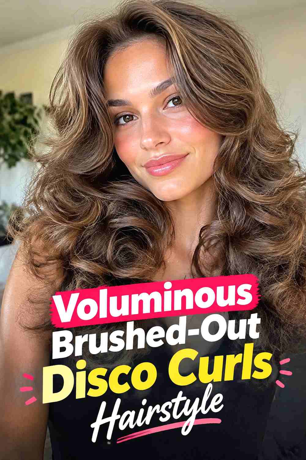 3. Voluminous Brushed Out Disco Curls Hairstyle