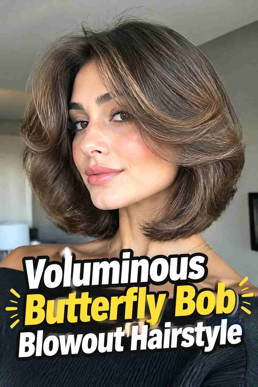 4. Voluminous Butterfly Bob Blowout Hairstyle