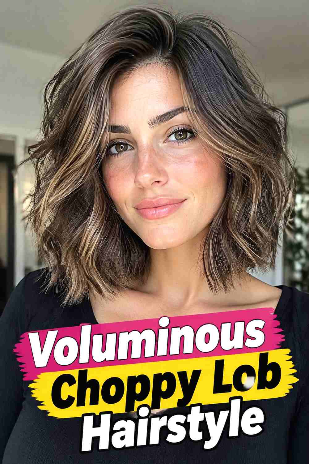 12. Voluminous Choppy Lob Hairstyle