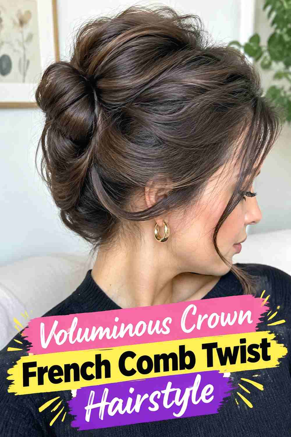 12. Voluminous Crown French Comb Twist Hairstyle
