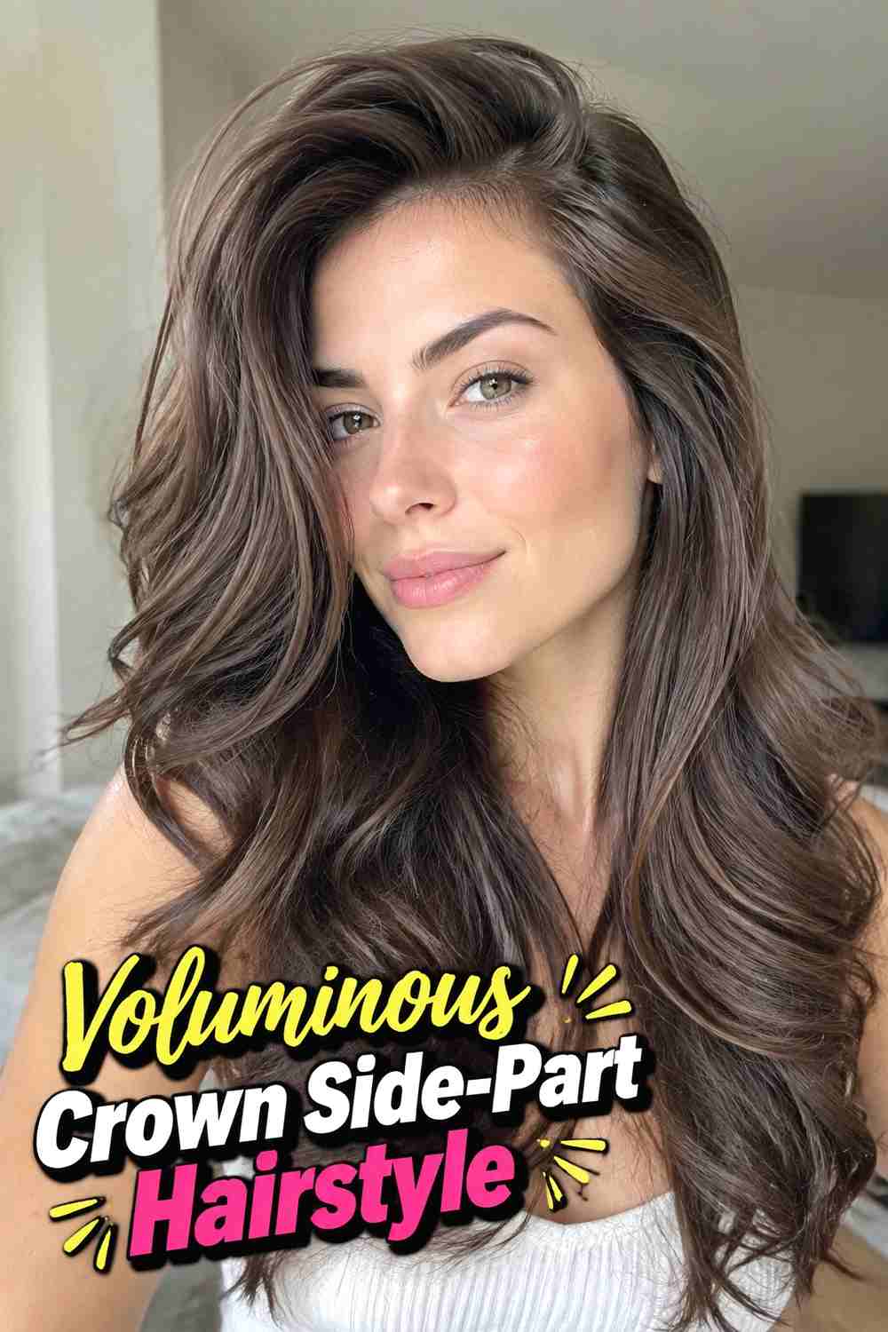 19. Voluminous Crown Side Part Hairstyle