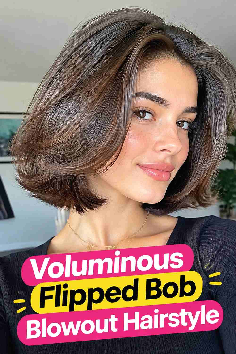 4. Voluminous Flipped Bob Blowout Hairstyle