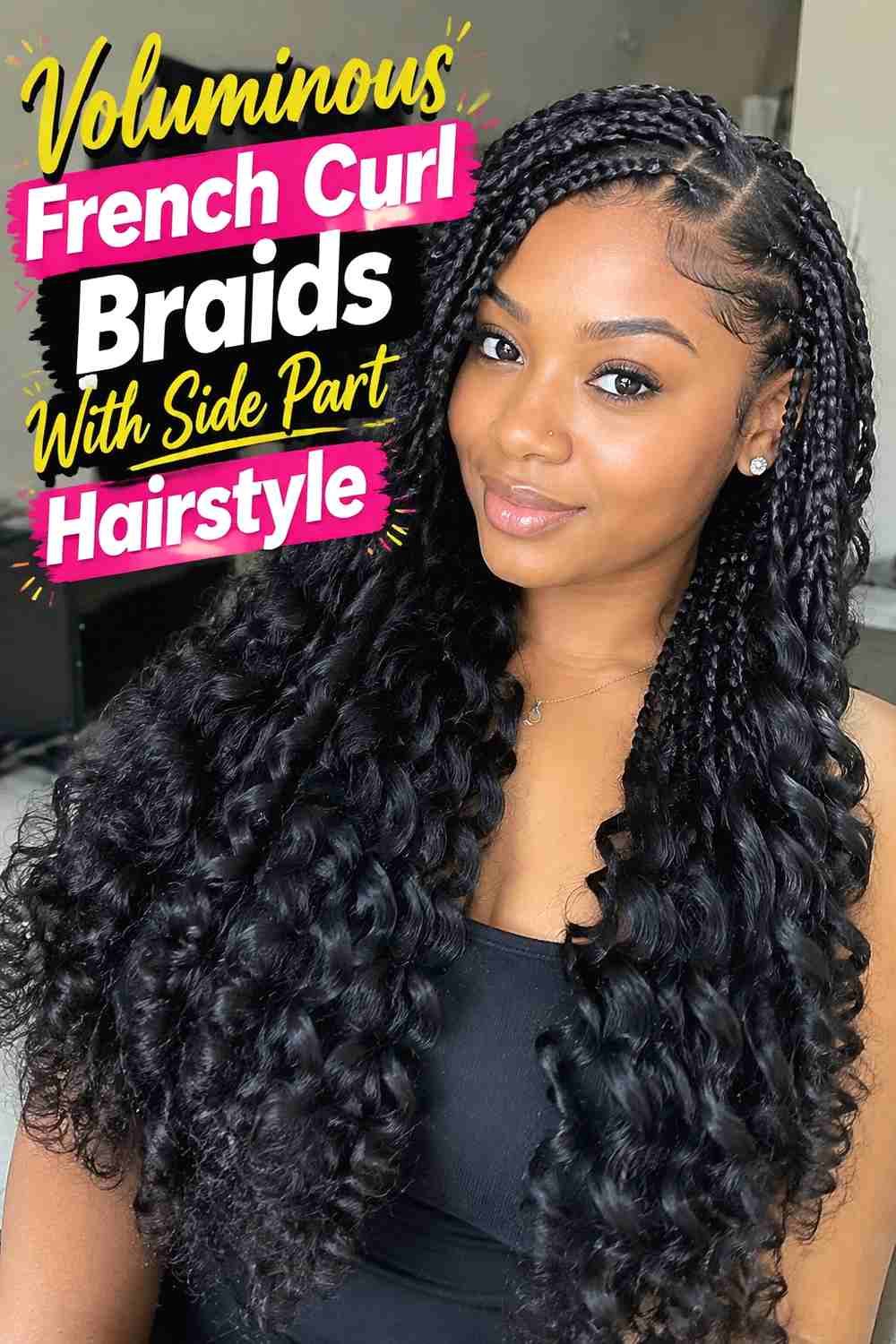 13. Voluminous French Curl Braids With Side Part Hairstyle
