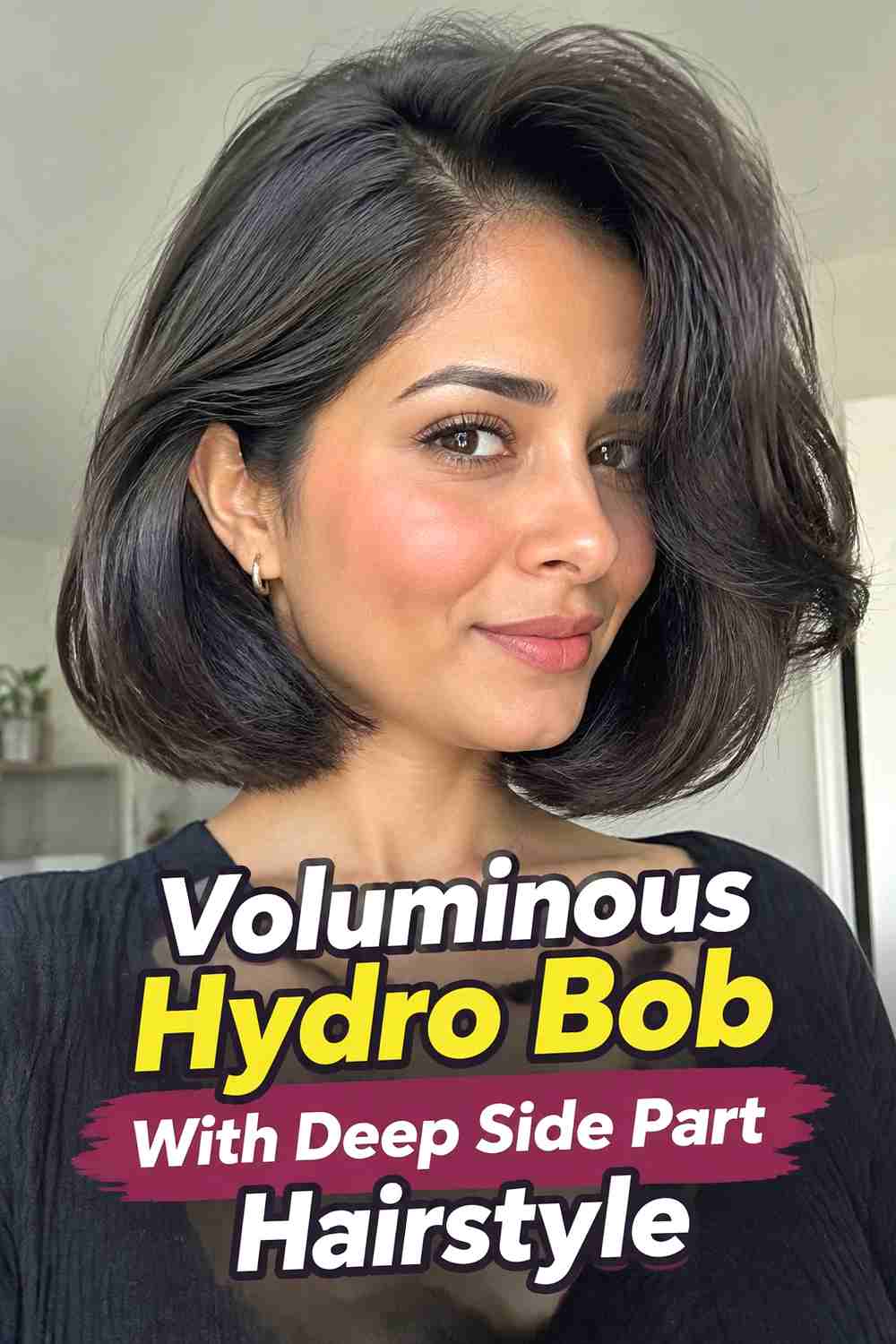 11. Voluminous Hydro Bob With Deep Side Part Hairstyle