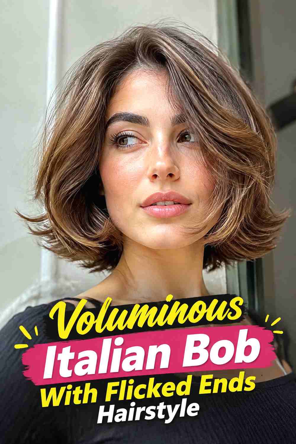 2. Voluminous Italian Bob With Flicked Ends Hairstyle
