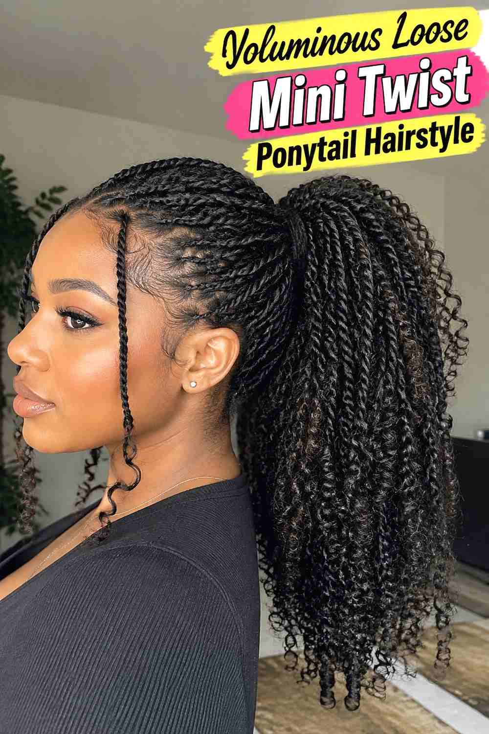 9. Voluminous Loose Mini Twist Ponytail Hairstyle