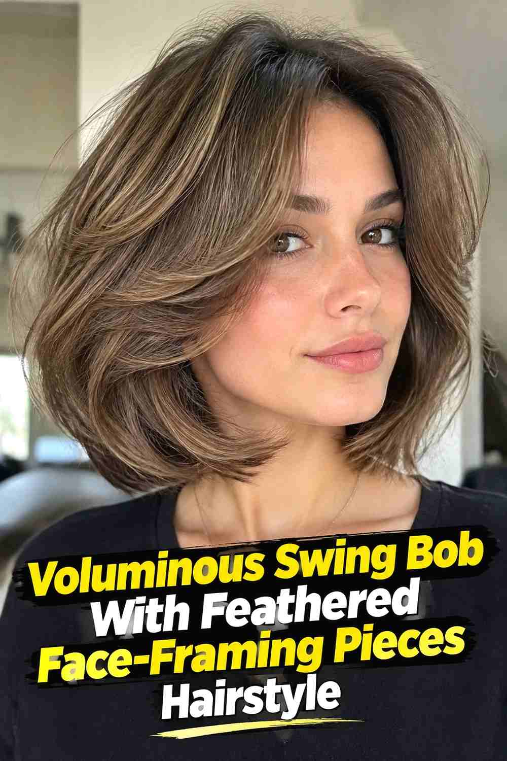 6. Voluminous Swing Bob With Feathered Face Framing Pieces Hairstyle