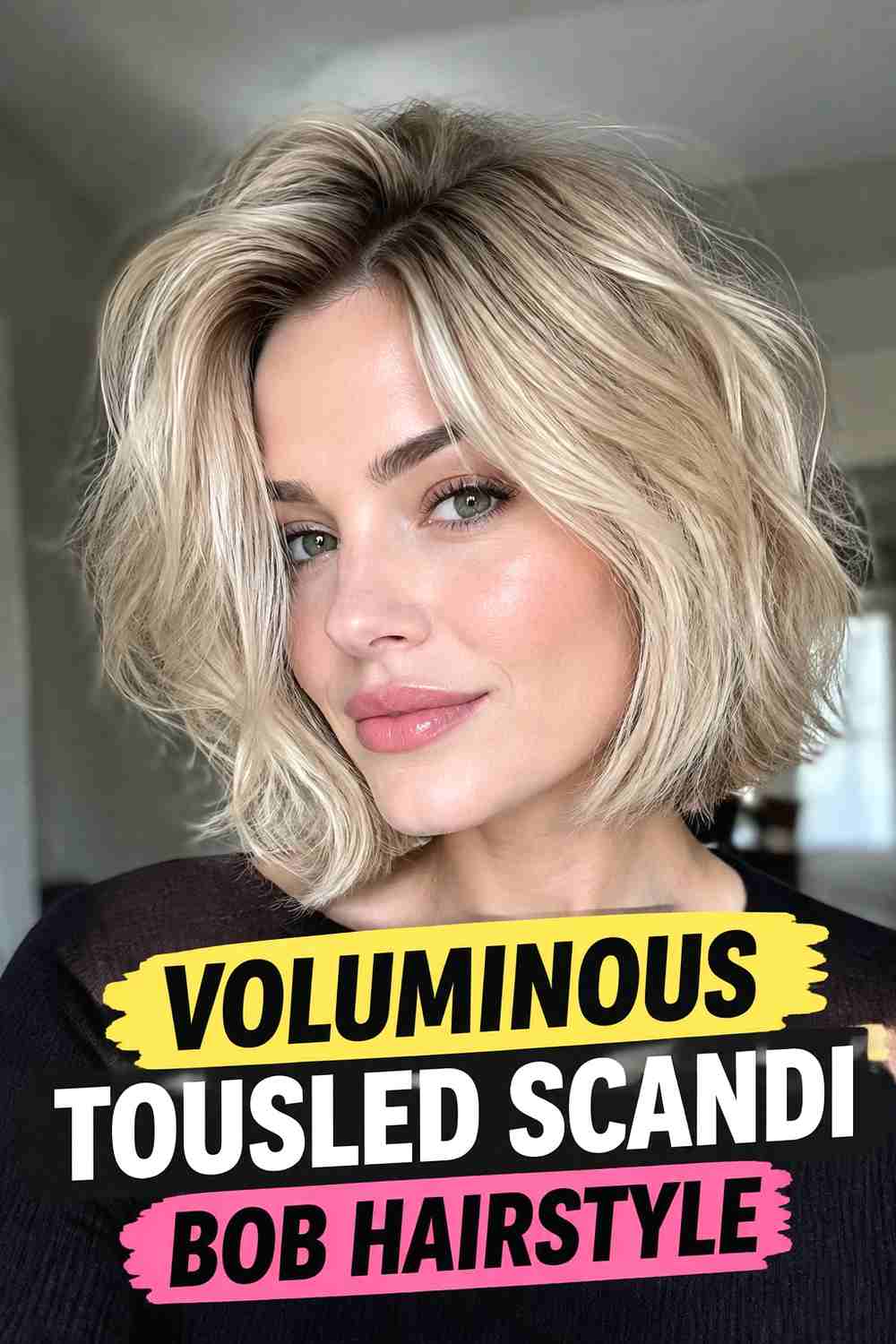 15. Voluminous Tousled Scandi Bob Hairstyle