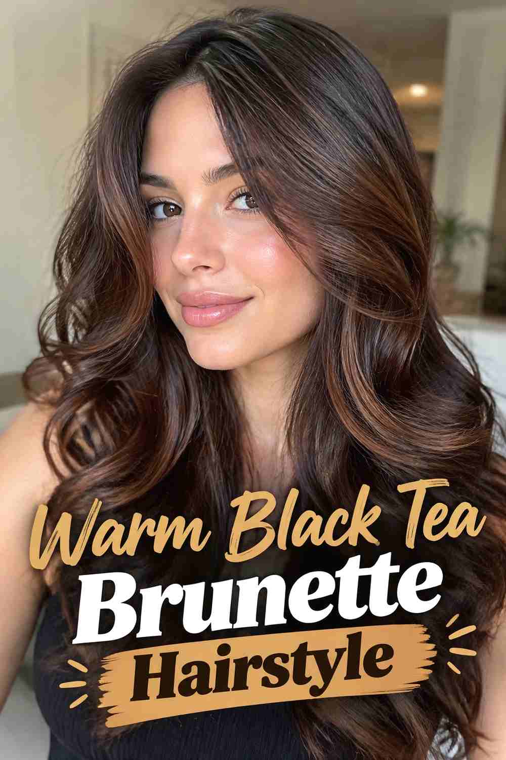4. Warm Black Tea Brunette Hairstyle