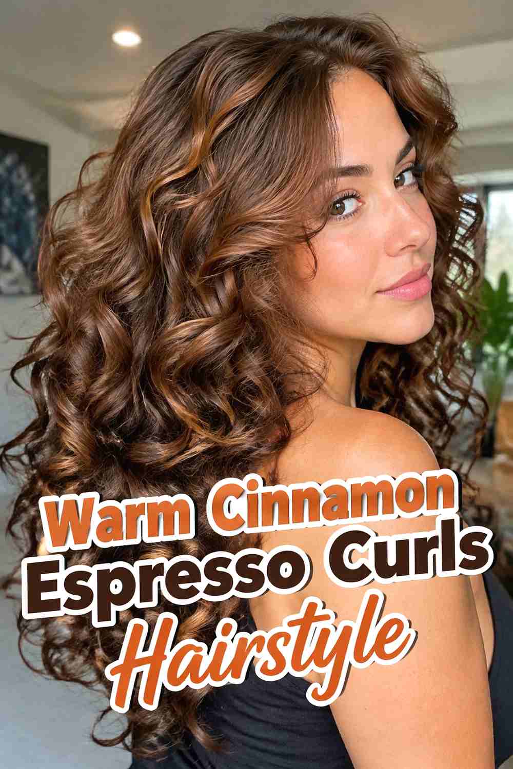 13. Warm Cinnamon Espresso Curls Hairstyle