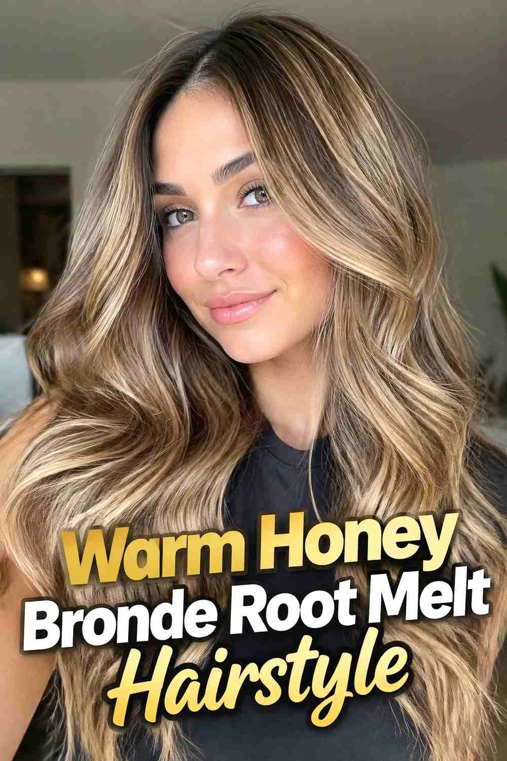 2. Warm Honey Bronde Root Melt Hairstyle
