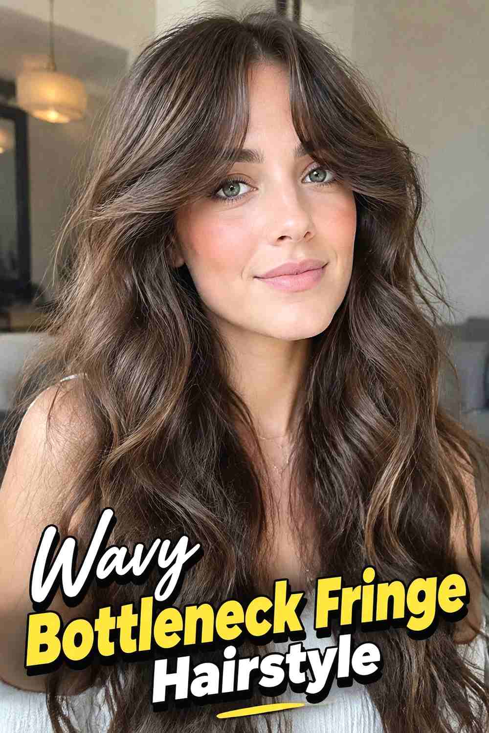 8. Wavy Bottleneck Fringe Hairstyle